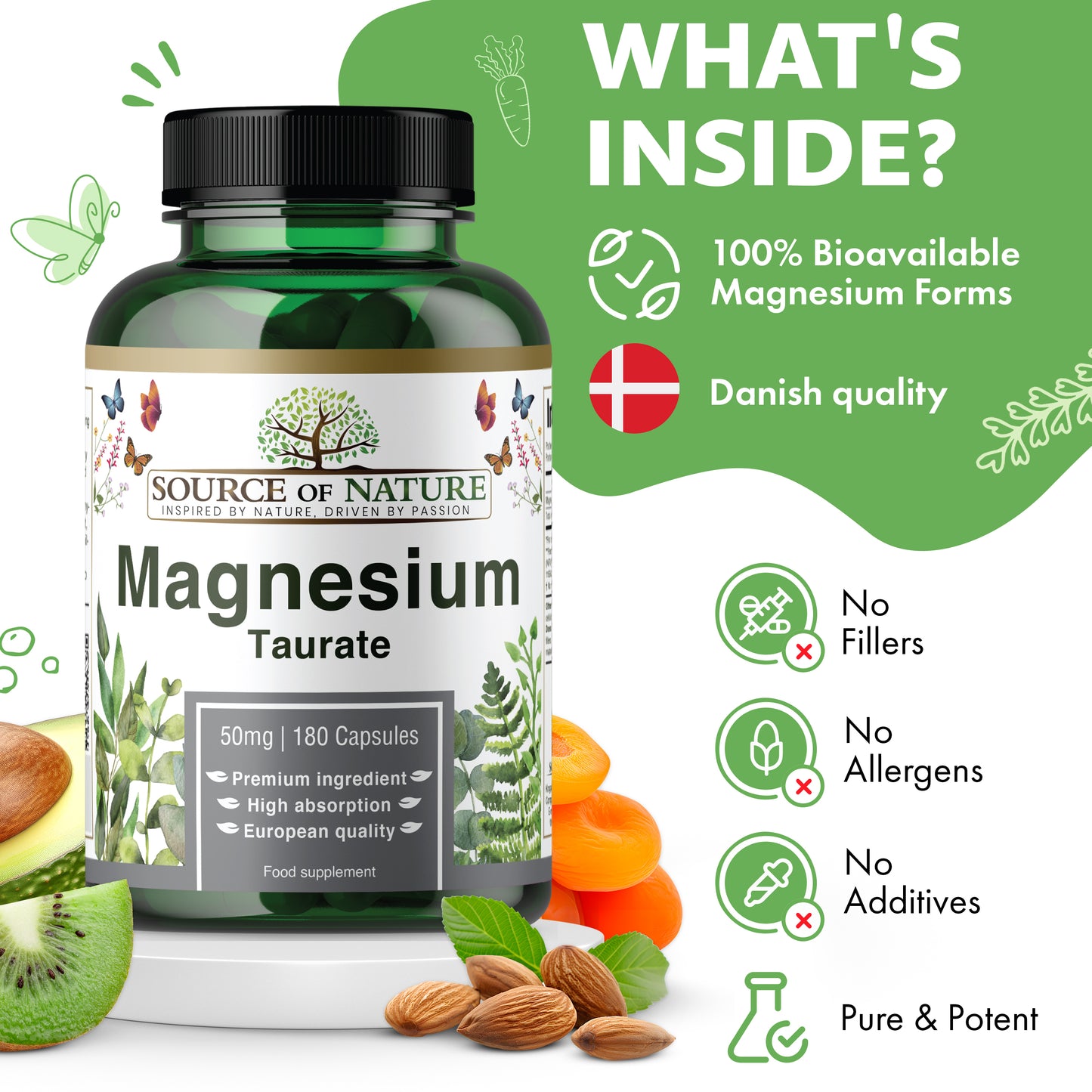Magnesium Taurate 625mg | 180 Capsules | 3-Month Supply