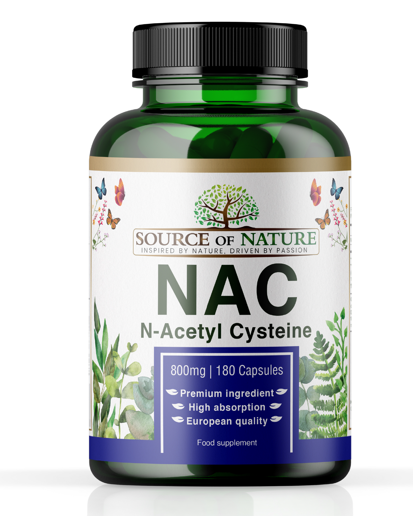 NAC (N-Acetyl Cysteine) 800mg | 180 Capsules | 2-Month Supply - Source of Nature