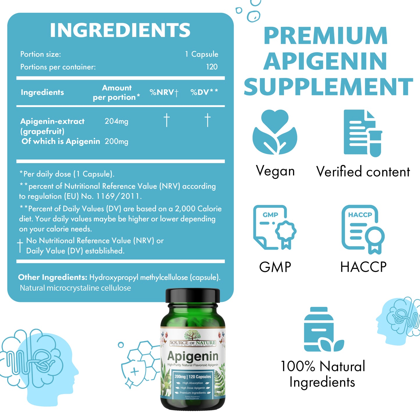 200mg Apigenin | 120 Capsules | 4-Month Supply