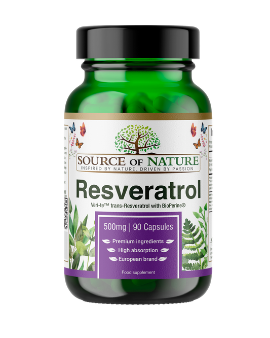 Resveratrol 500mg | 90 Capsules | 3-Month Supply - Source of Nature