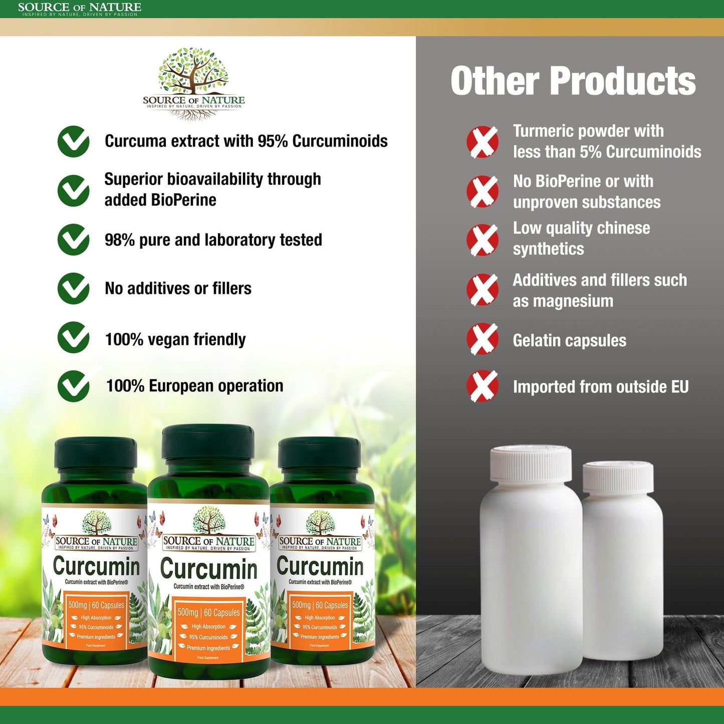 Curcumin 500mg | 60 Capsules | 2-Month Supply - Source of Nature