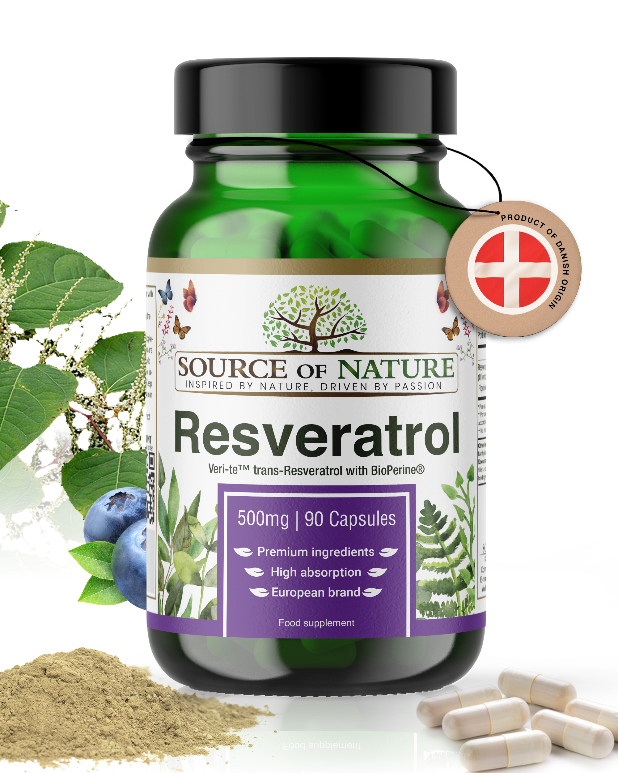 Resveratrolo 500mg | 90 Capsule | Fornitura per 3 mesi