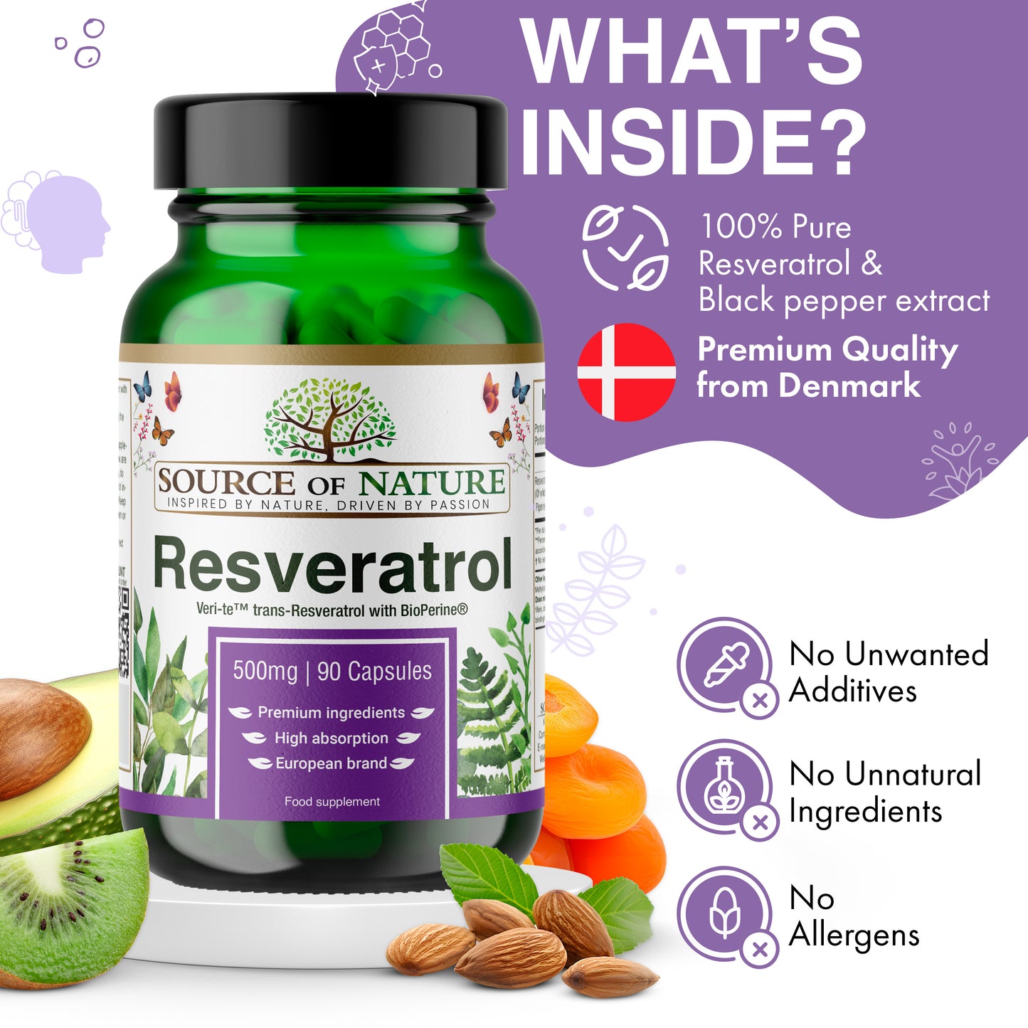 Resveratrol 500mg | 90 Capsules | 3-Month Supply