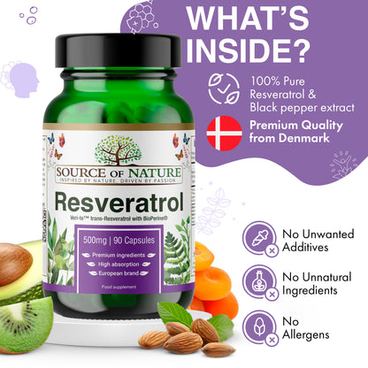 Resveratrol 500mg | 90 Capsules | 3-Month Supply