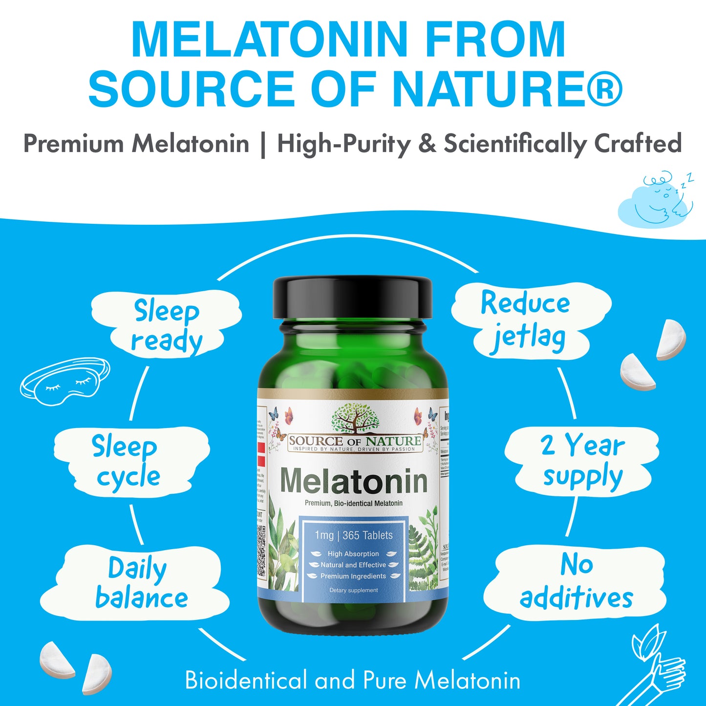 1mg Melatonin | 365 Tablets | 2-Years Supply