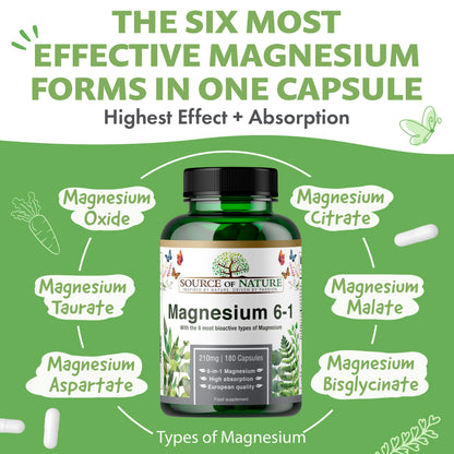 6-in-1 Magnesium 420mg | 180 Capsules | 3-Month Supply