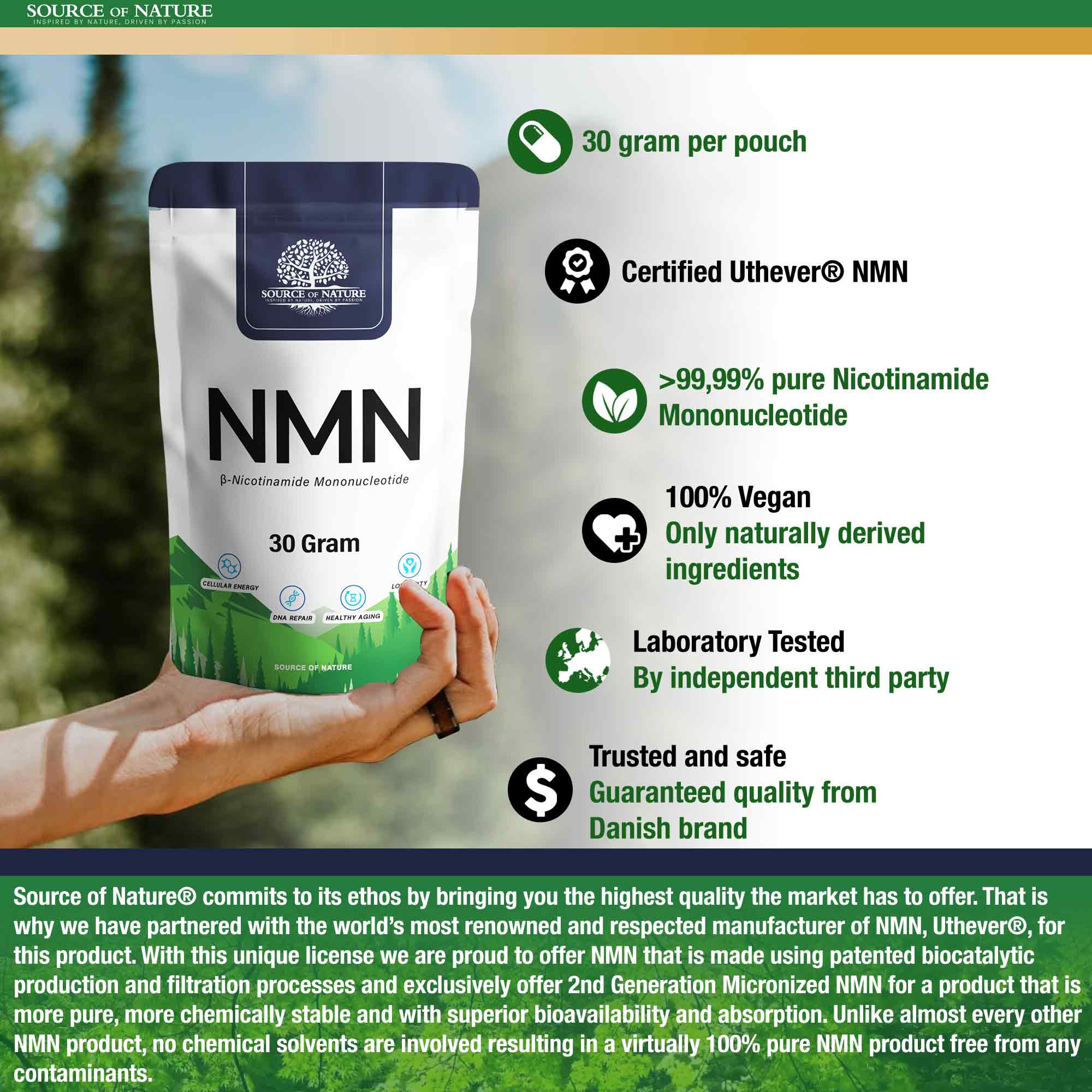 β-Nicotinamide-Mononucleotide 30 Gram (Uthever® 2. Gen NMN)