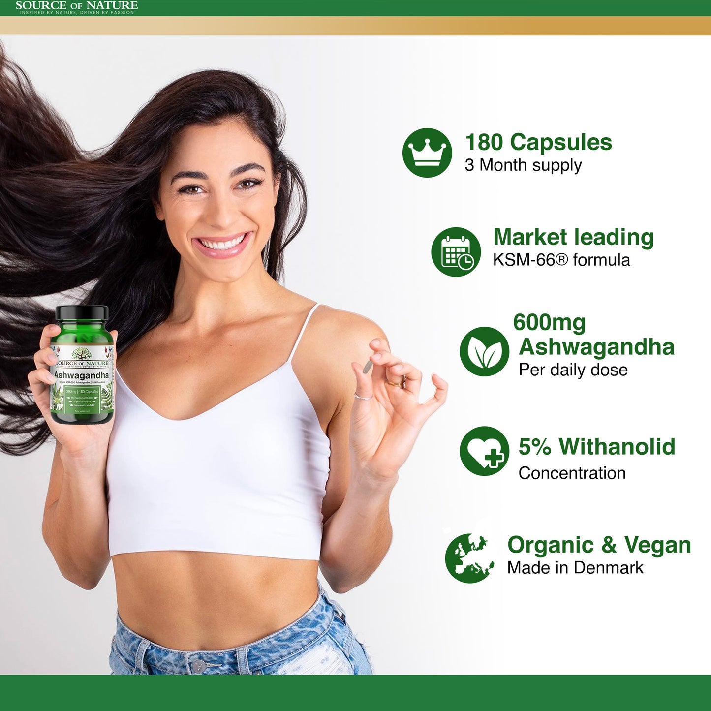 Organic Ashwagandha | KSM-66® | 300mg | 180 capsules | 3-Month Supply