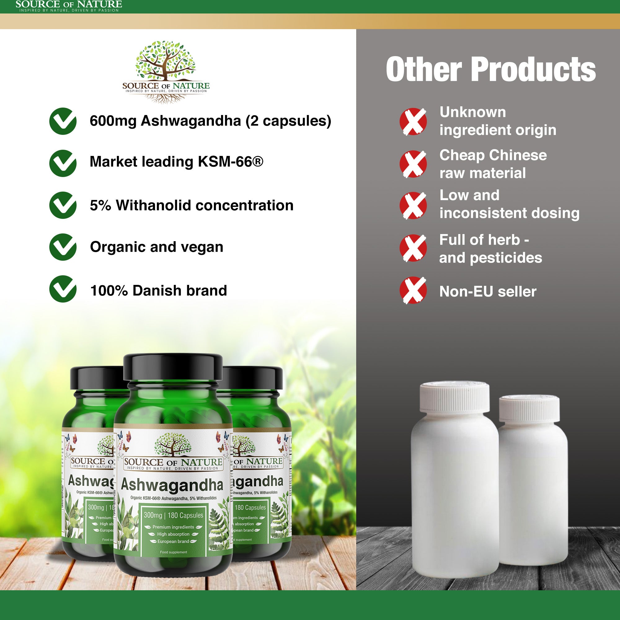 Ashwagandha Bio | KSM-66® | 300mg | 180 gélules | 3 mois d'approvisionnement