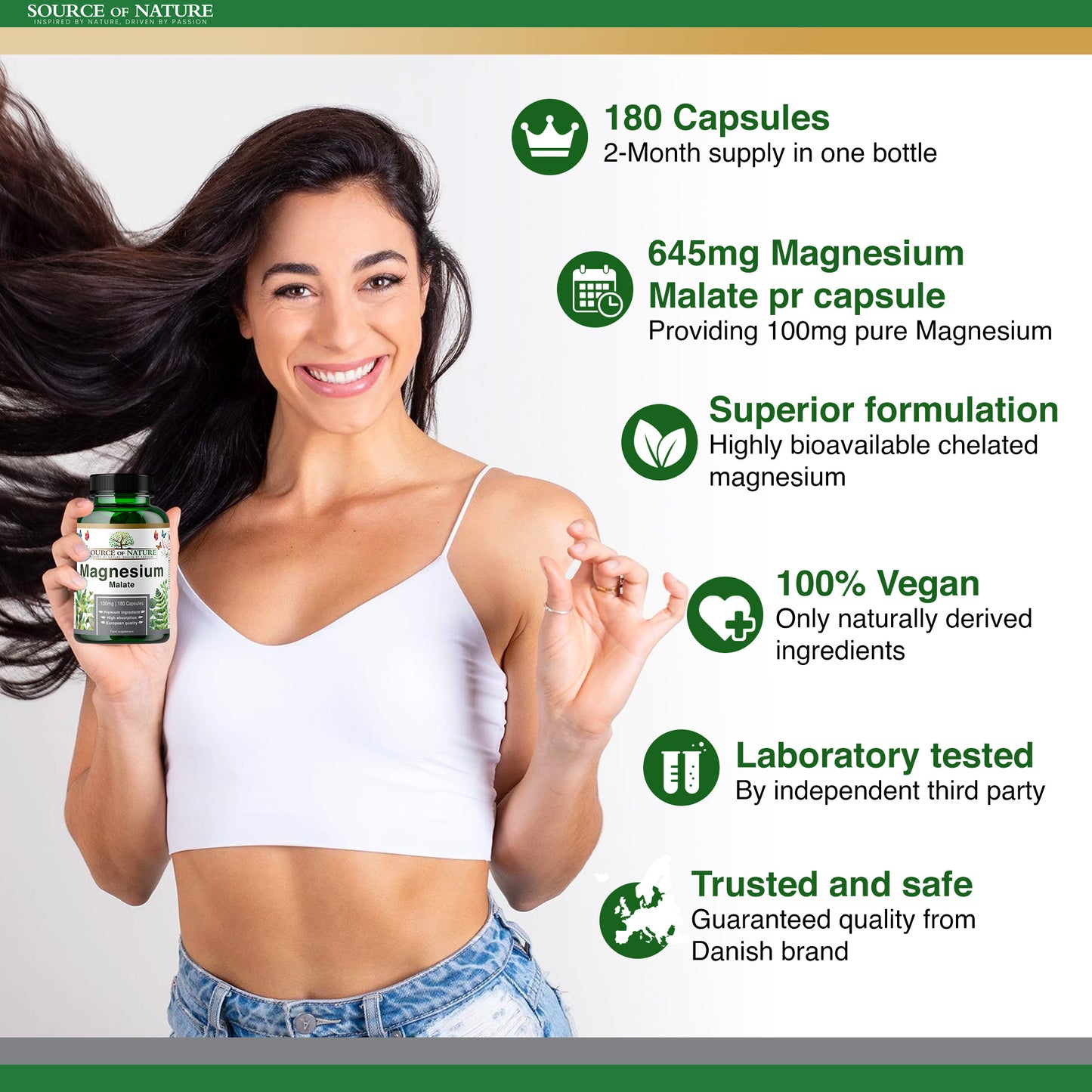 Magnesium Malate 645mg | 180 Capsules | 3-Month Supply