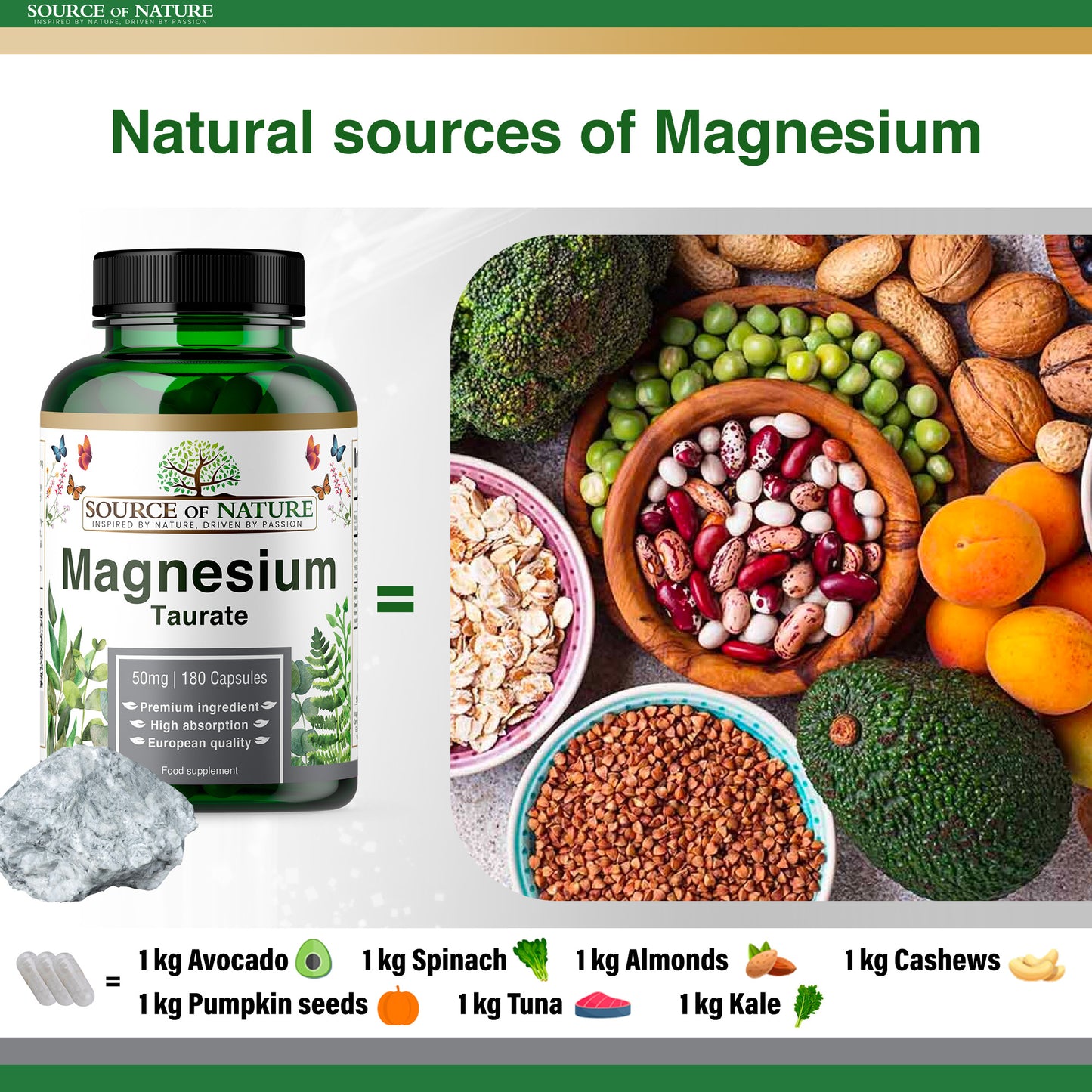 Magnesium Taurate 625mg | 180 Capsules | 3-Month Supply