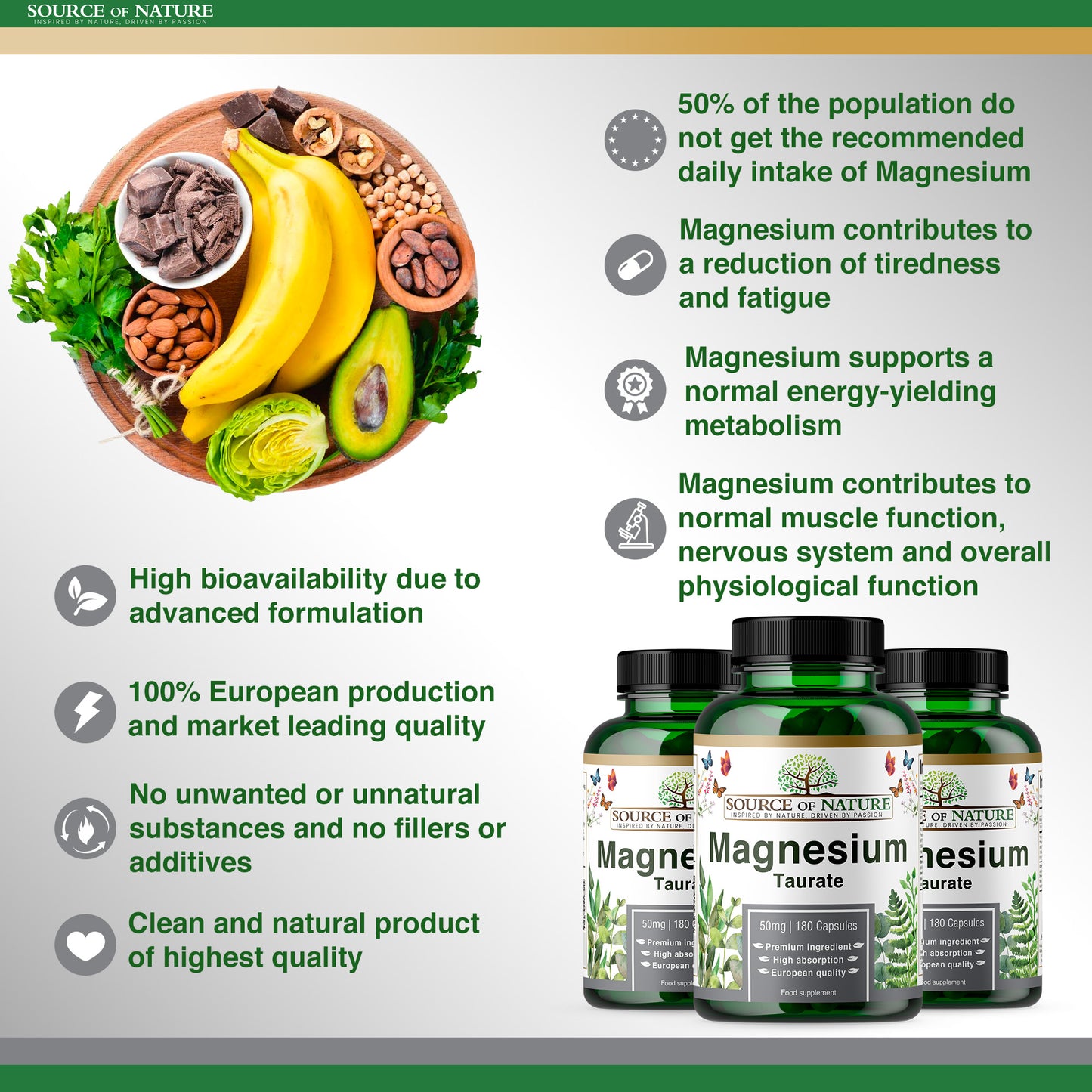 Magnesium Taurate 625mg | 180 Capsules | 3-Month Supply