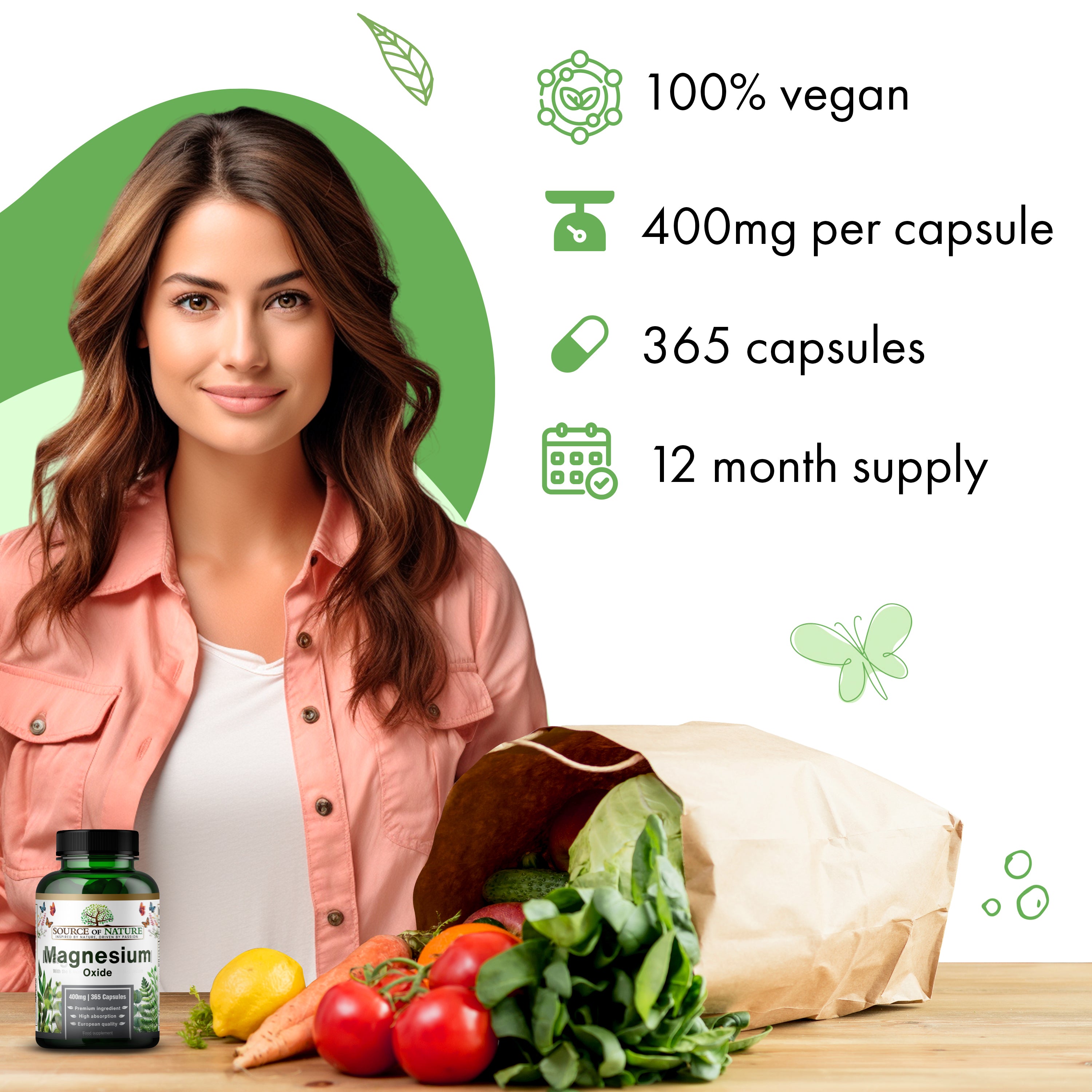 Magnesium Oxide 665mg | 365 Capsules | 12-Month Supply