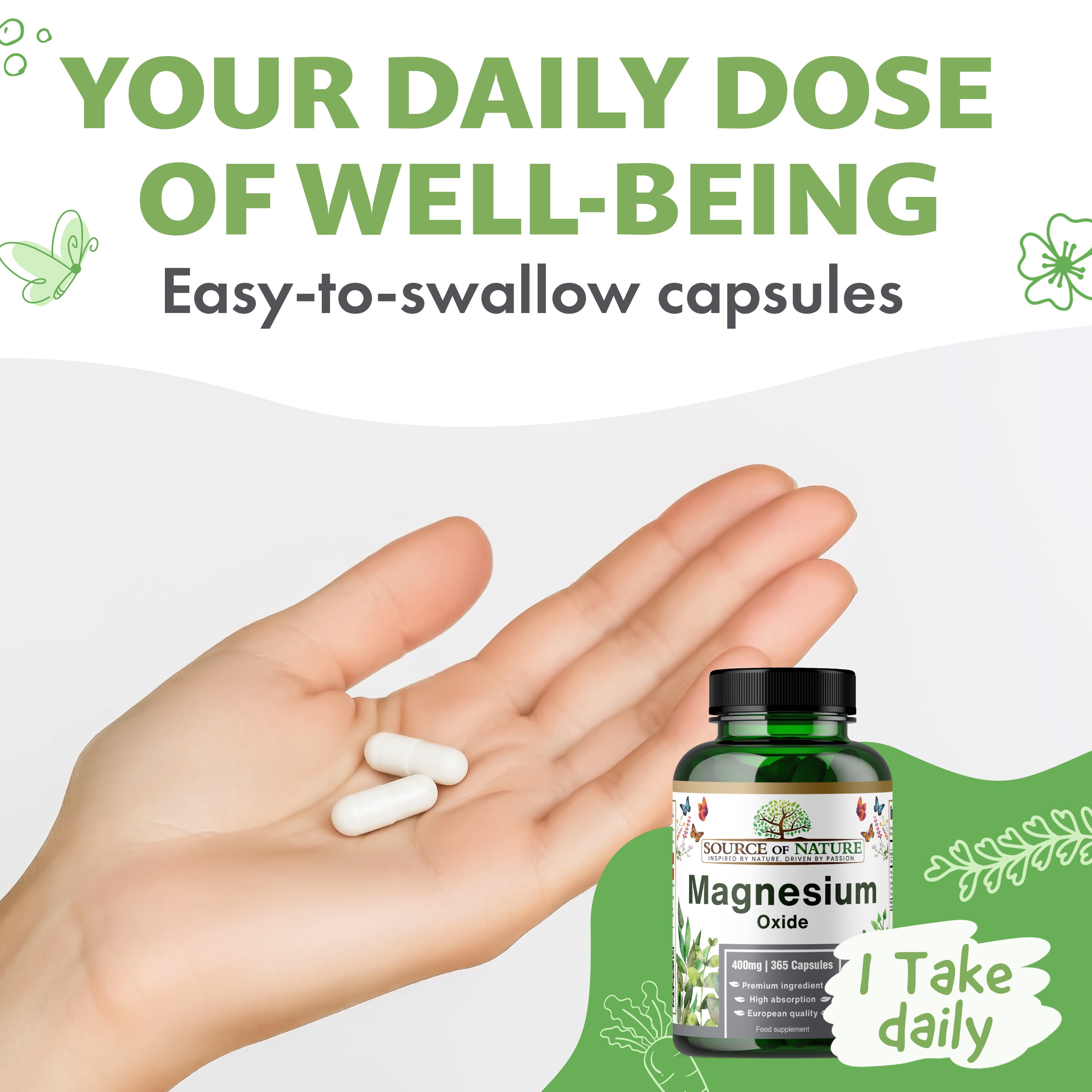 Magnesium Oxide 665mg | 365 Capsules | 12-Month Supply