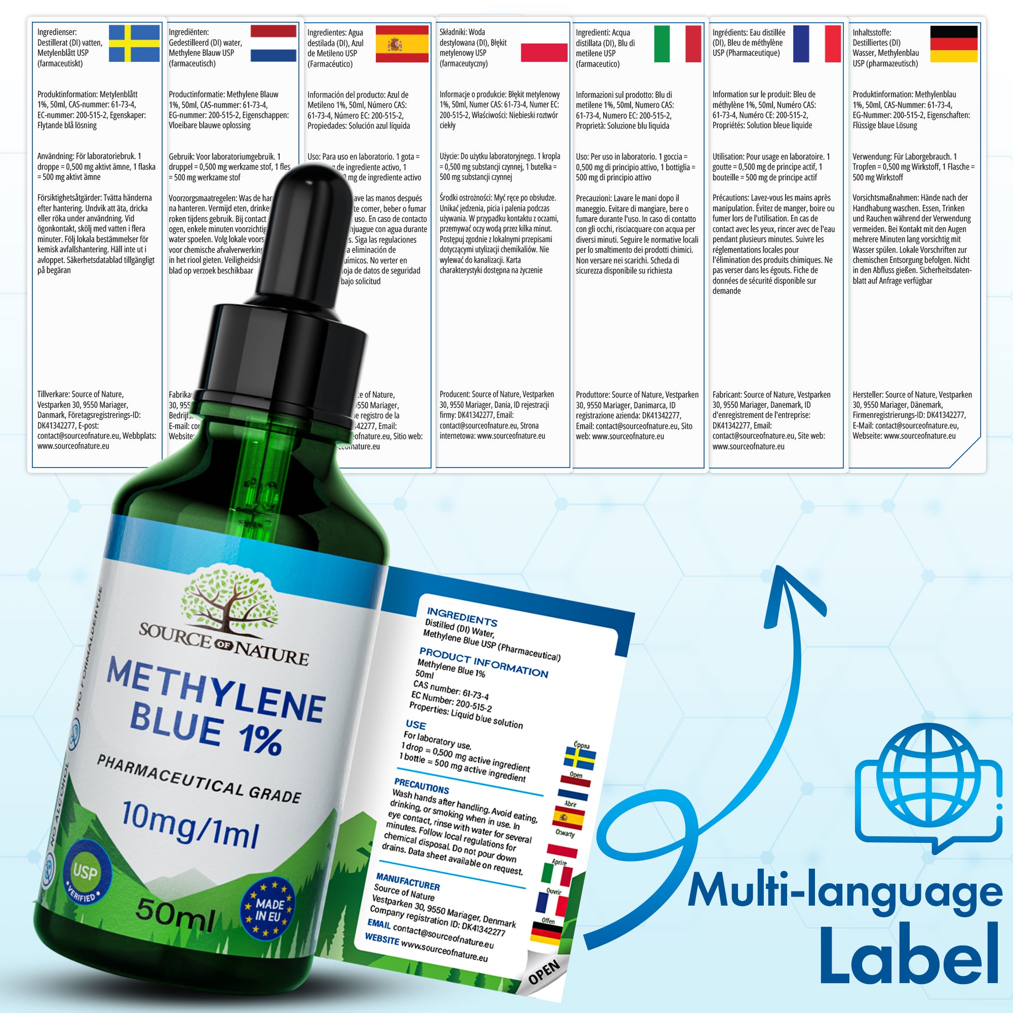1% Methylene Blue | 50ml Dropper Bottle | Pharmaceutical Grade USP
