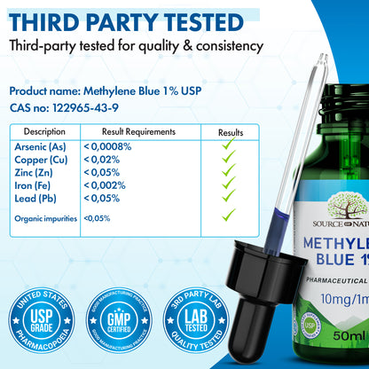 1% Methylene Blue | 50ml Dropper Bottle | Pharmaceutical Grade USP