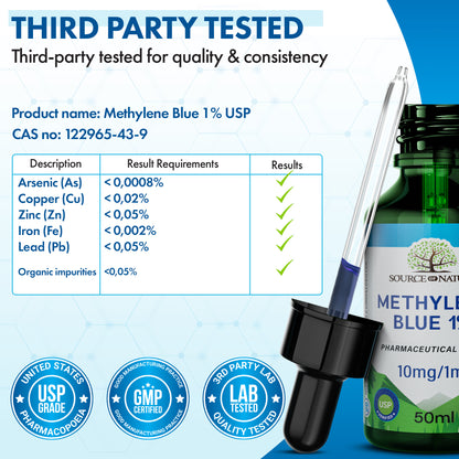 1% Methylene Blue | 50ml Dropper Bottle | Pharmaceutical Grade USP
