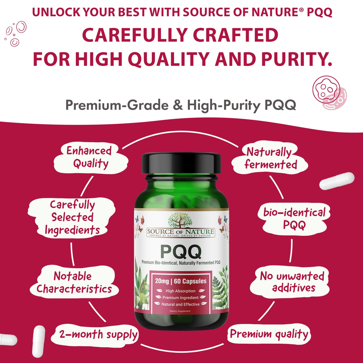 20mg PQQ | 60 Capsules | 2 Month Supply