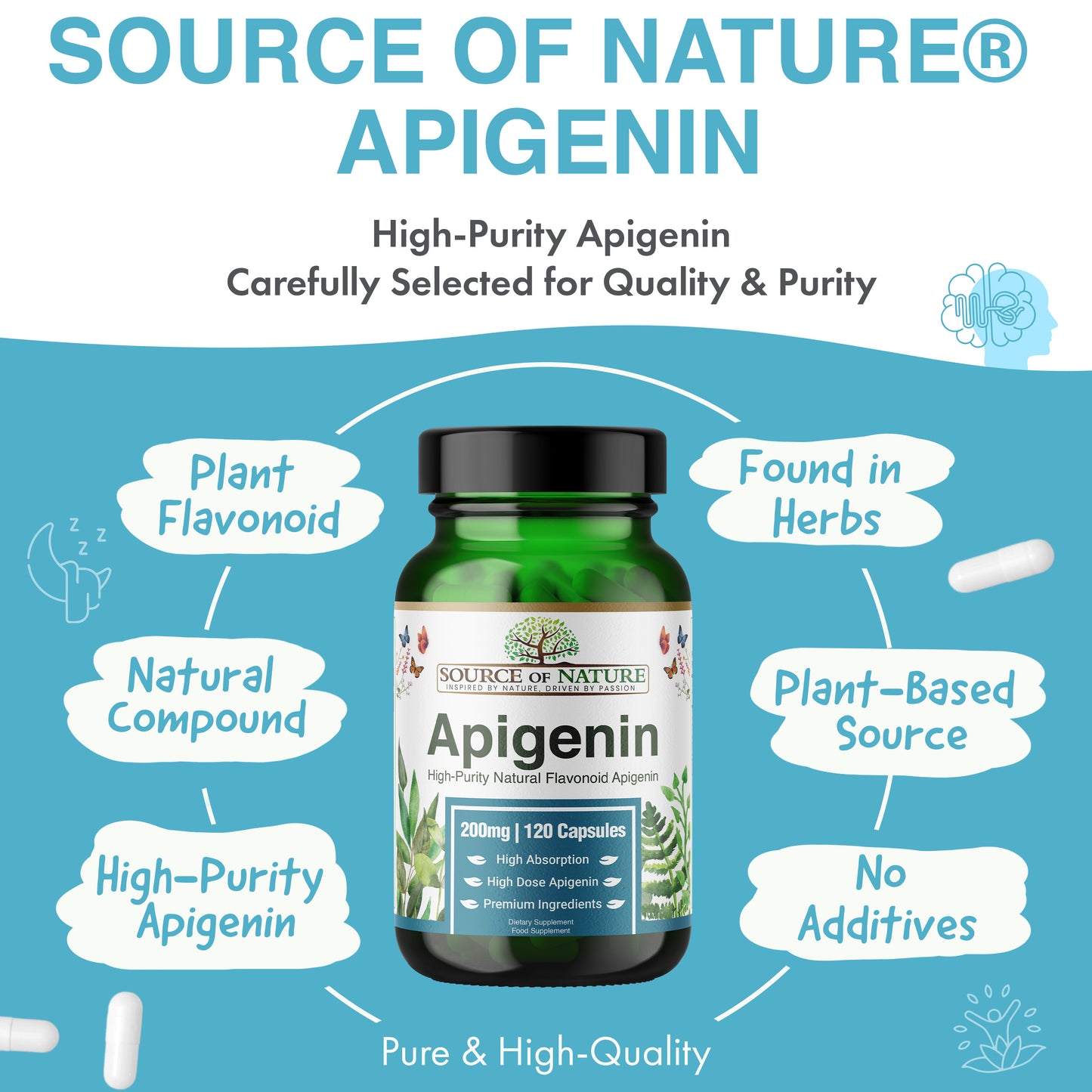 200mg Apigenin | 120 Capsules | 4-Month Supply