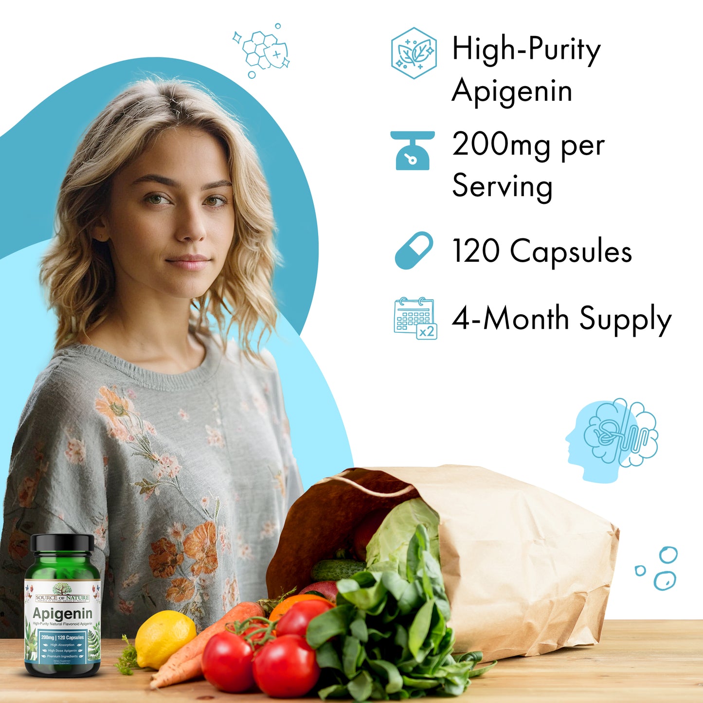 200mg Apigenin | 120 Capsules | 4-Month Supply