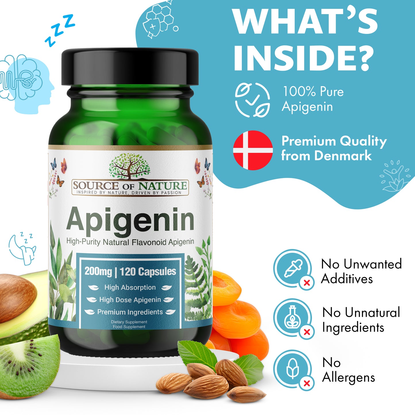 200mg Apigenin | 120 Capsules | 4-Month Supply
