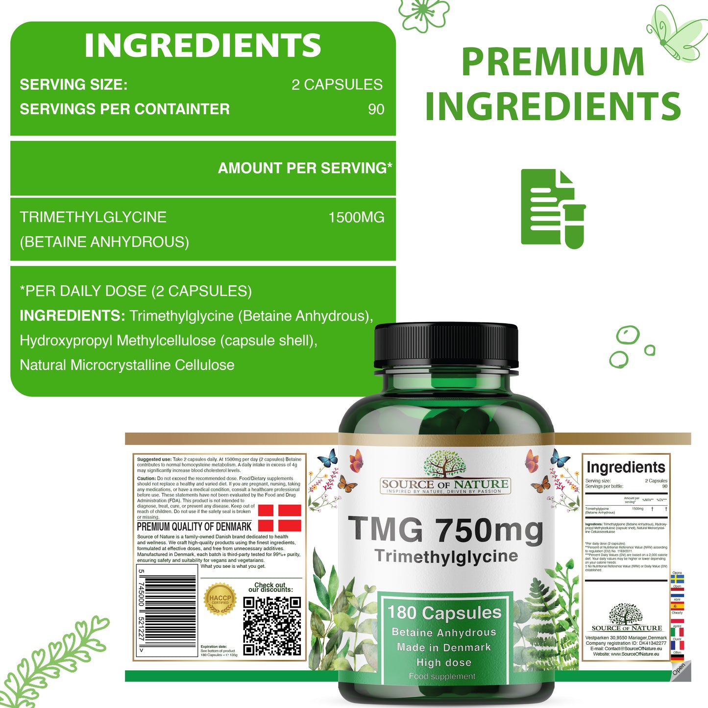 750mg TMG | 180 Capsules | 3-Month Supply