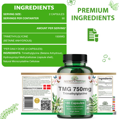 750mg TMG | 180 Capsules | 3-Month Supply