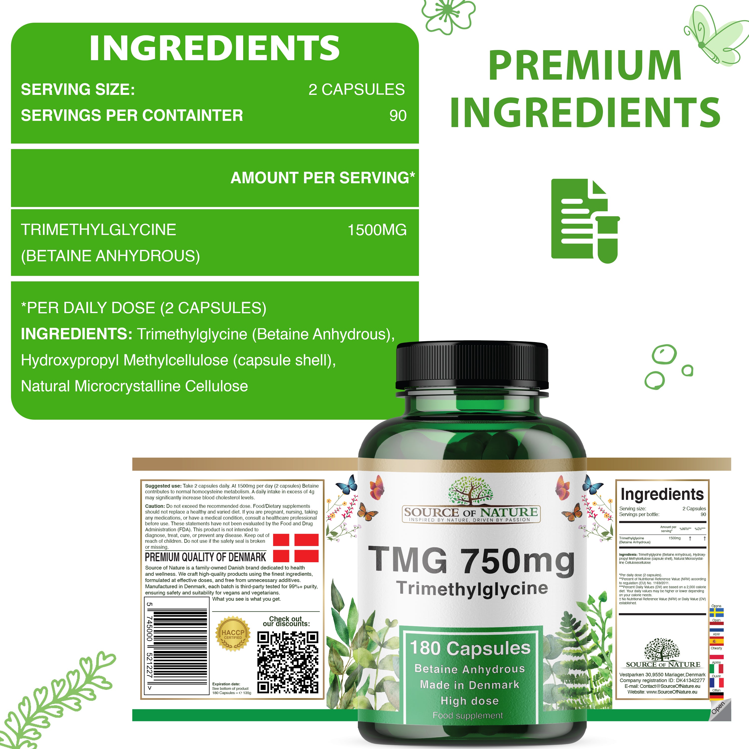 750mg TMG | 180 Capsules | 3-Month Supply