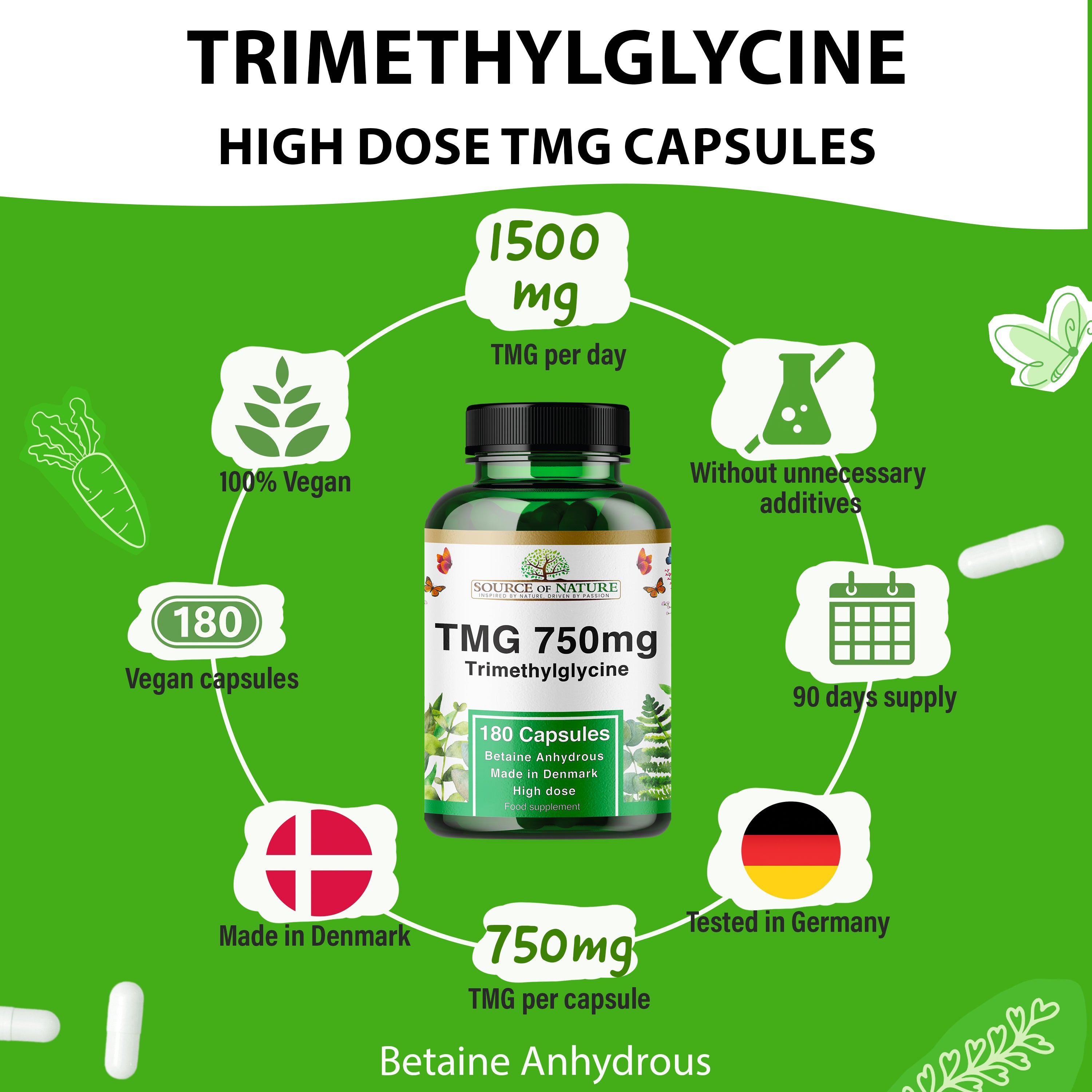 750mg TMG | 180 Capsules | 3-Month Supply