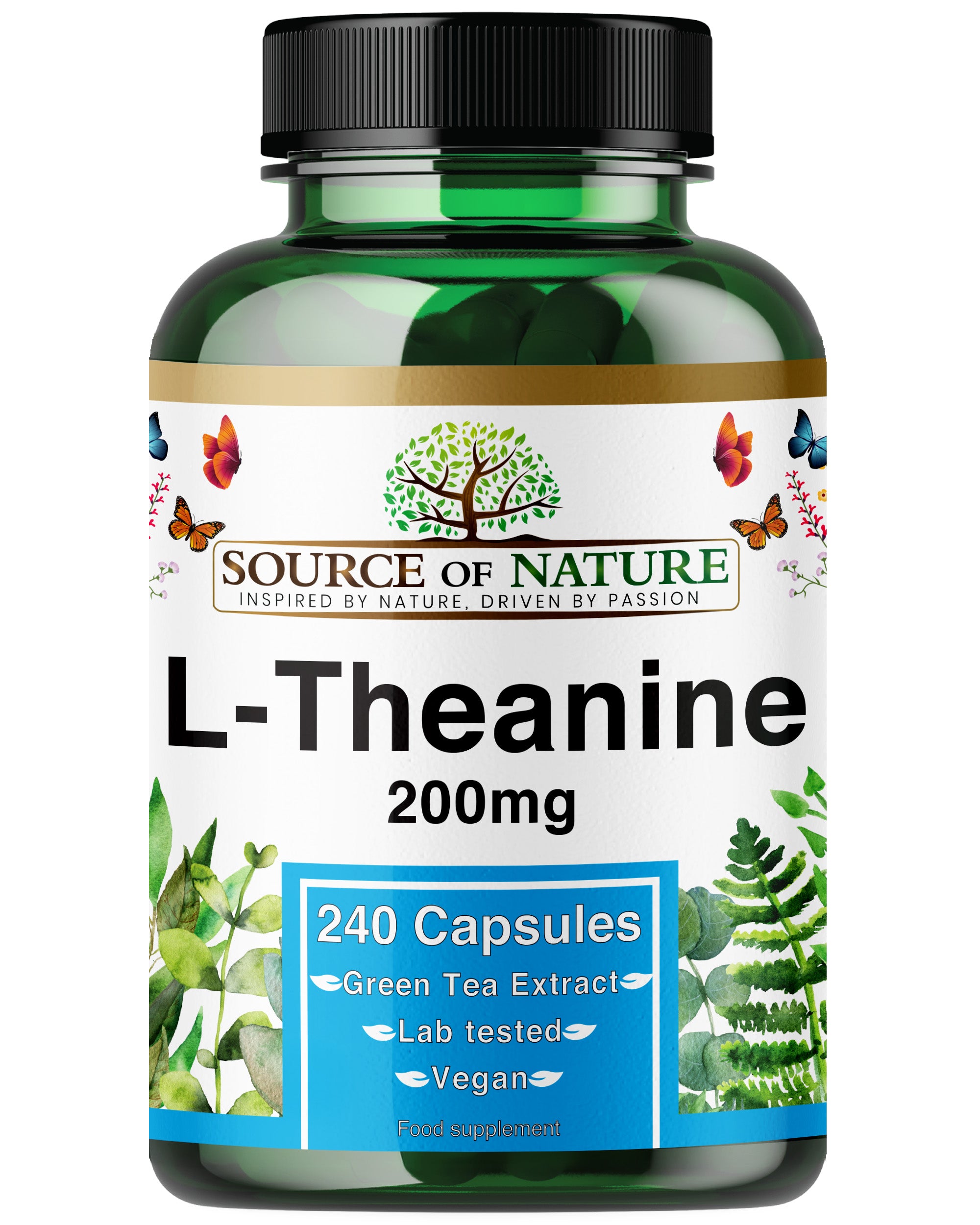 L-Theanine 200 mg – 240 Vegan Capsules – High Strength Amino Acid from Green Tea | 8-Month Supply | 98% Pure, No Additives