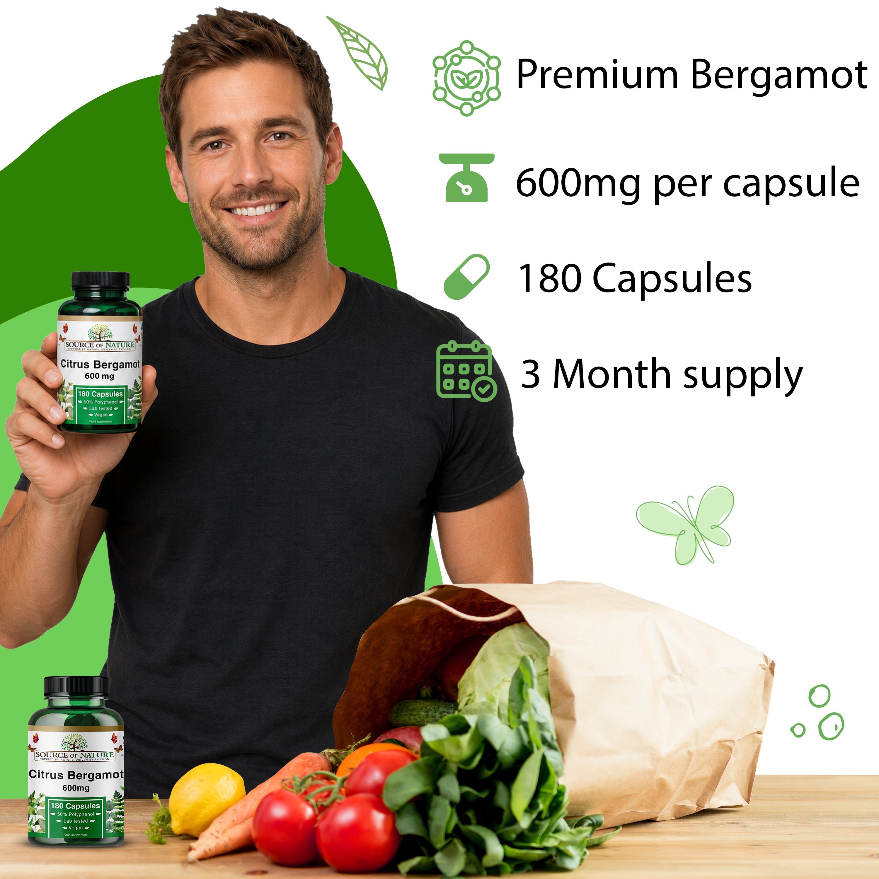 Citrus Bergamot Capsules | 600 mg per Capsule | 180 Capsules
