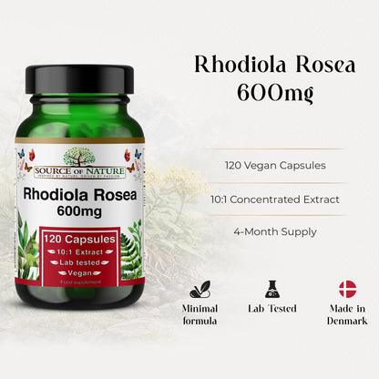 Rhodiola Rosea Extract 600mg | 120 Capsules | 4 Month Supply