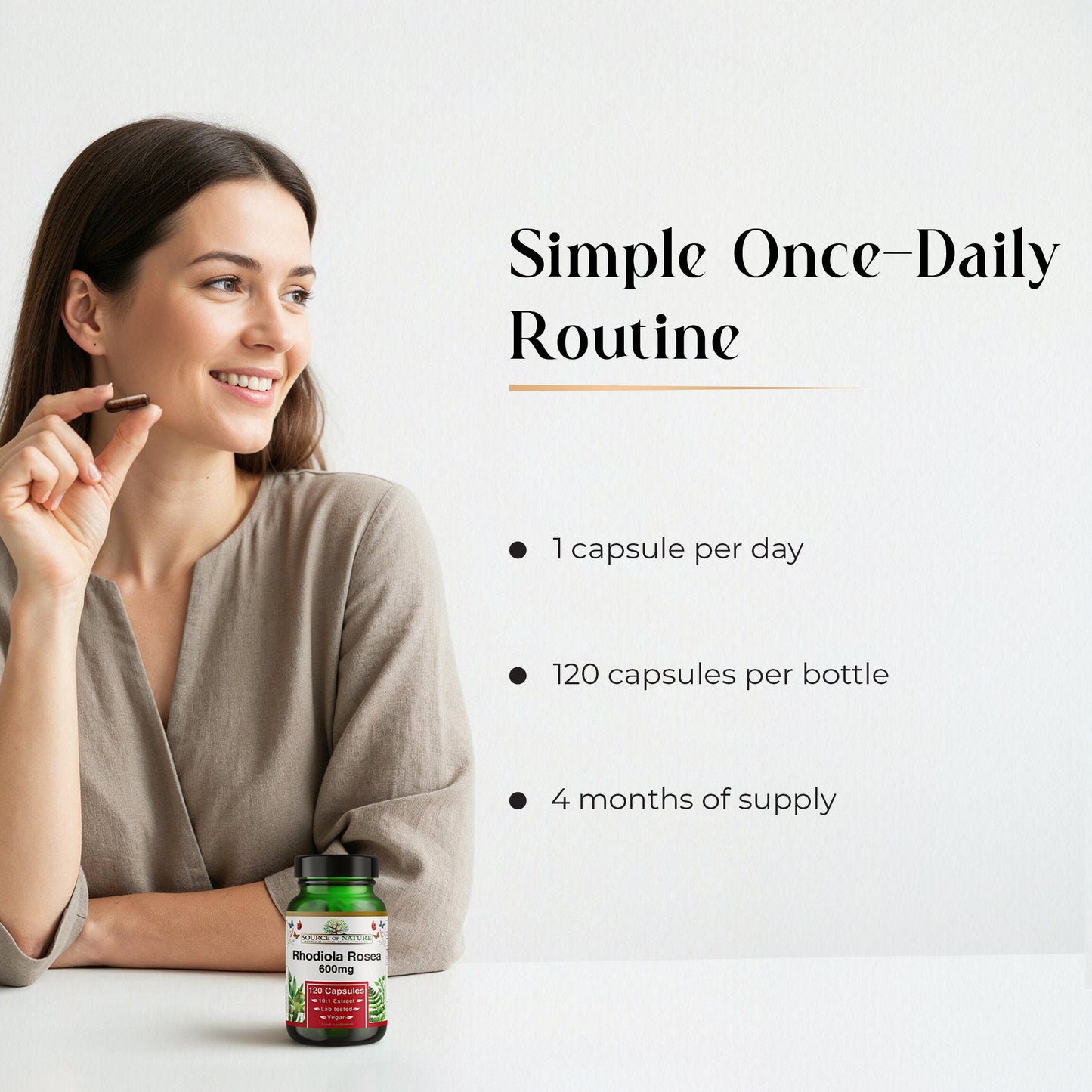 Rhodiola Rosea Extract 600mg | 120 Capsules | 4 Month Supply