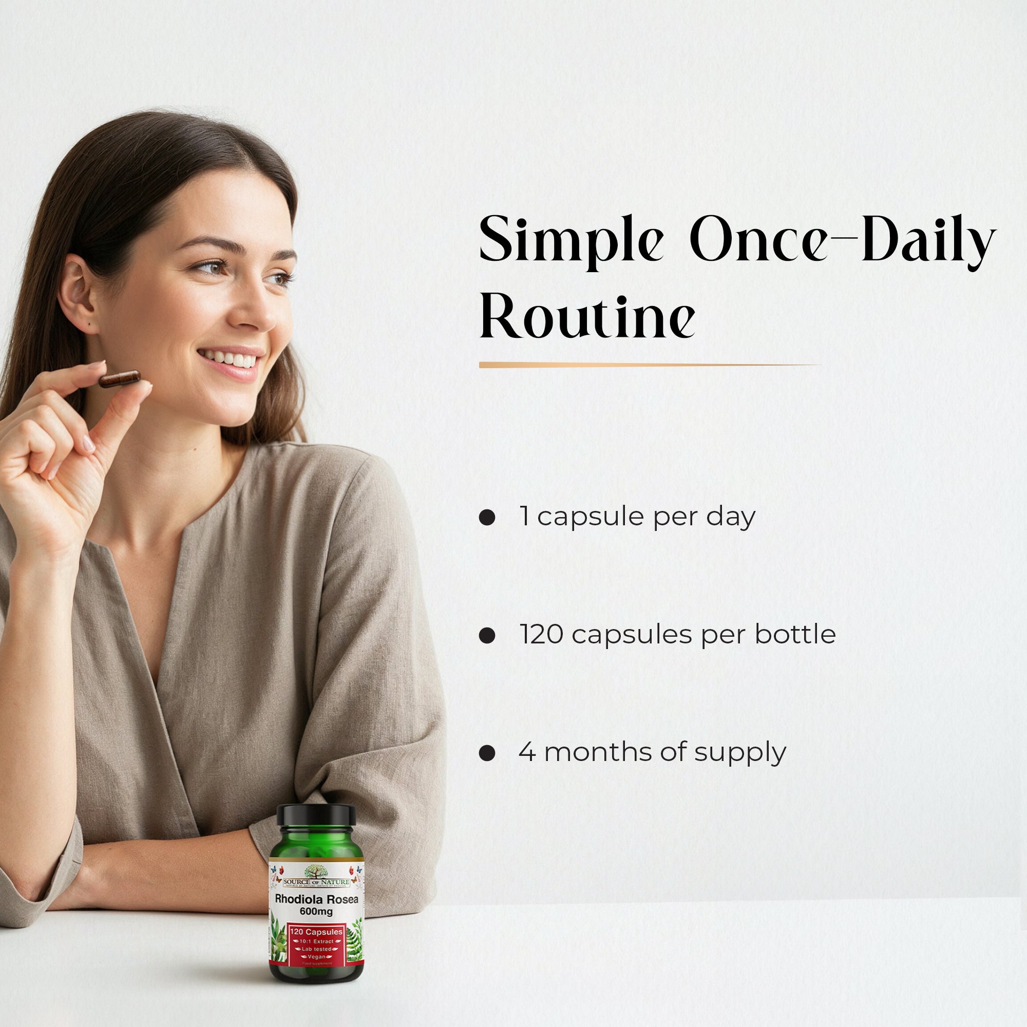 Rhodiola Rosea Extract 600mg | 120 Capsules | 4 Month Supply