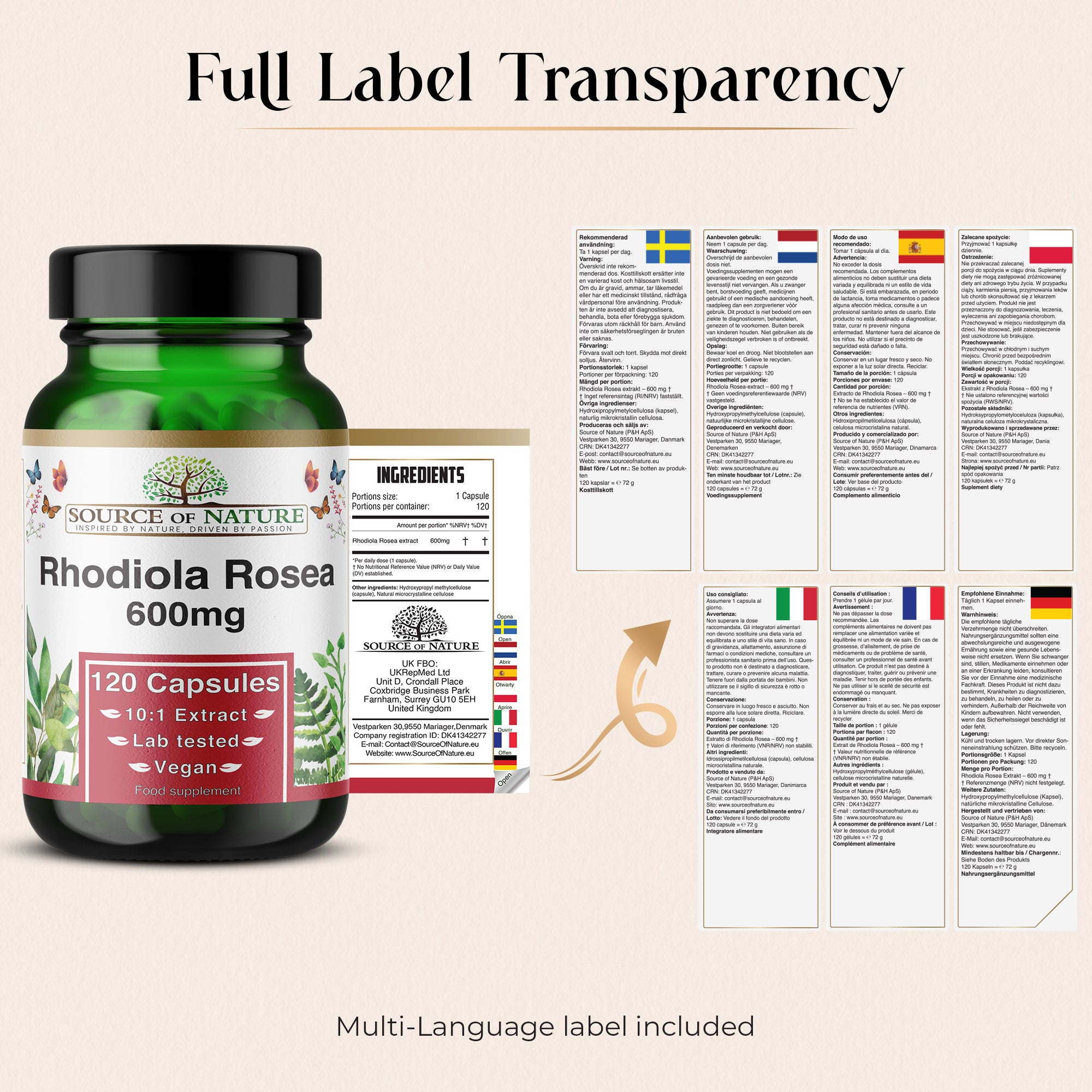 Rhodiola Rosea Extract 600mg | 120 Capsules | 4 Month Supply