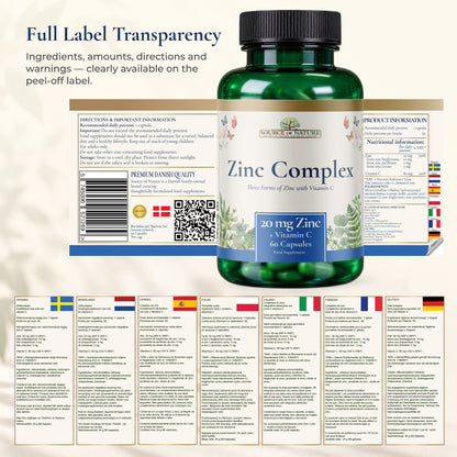Zinc Complex 20mg | 60 Capsules | 2-Month Supply