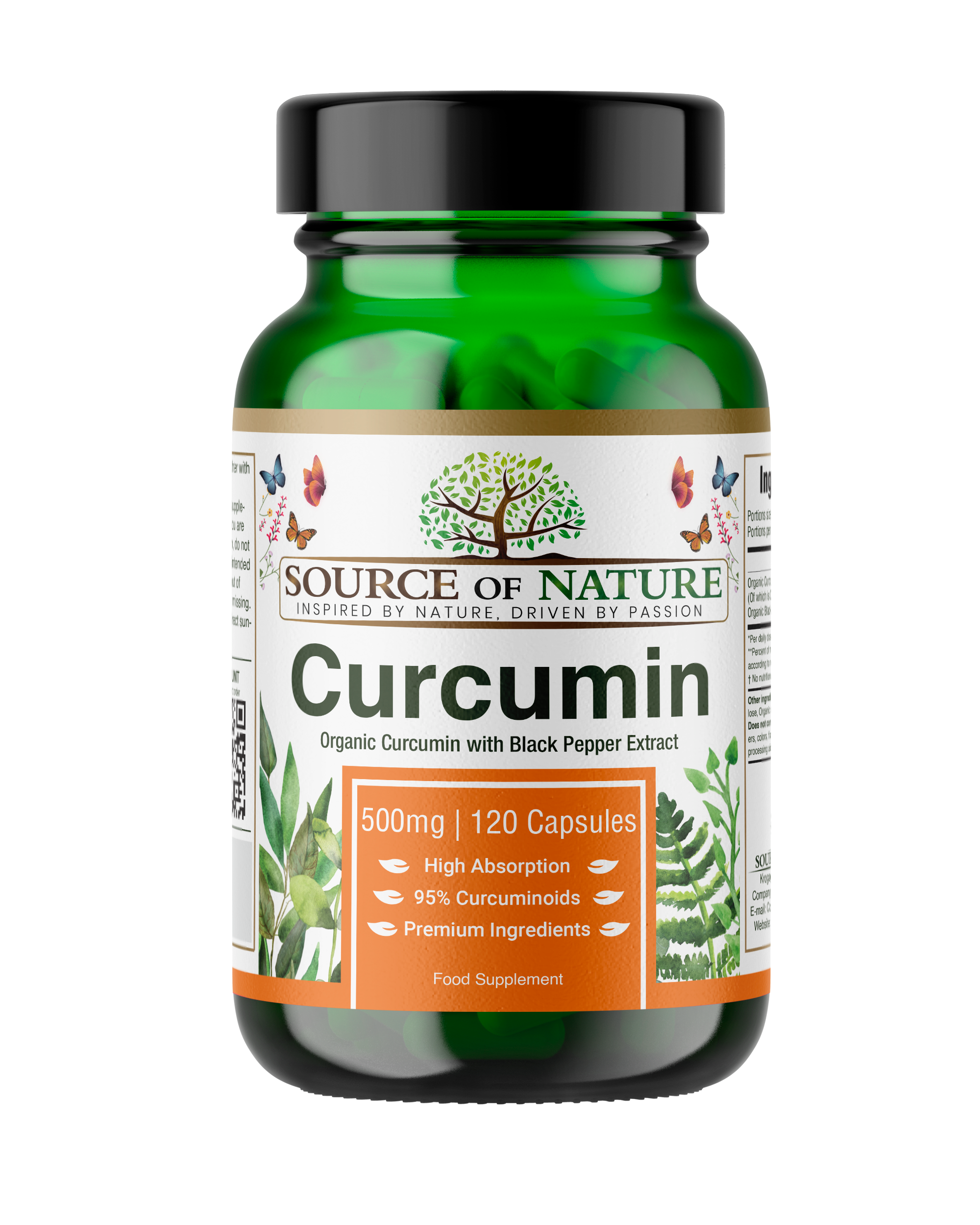 Curcumin 500mg | 120 Capsules | Approvisionnement de 4 mois