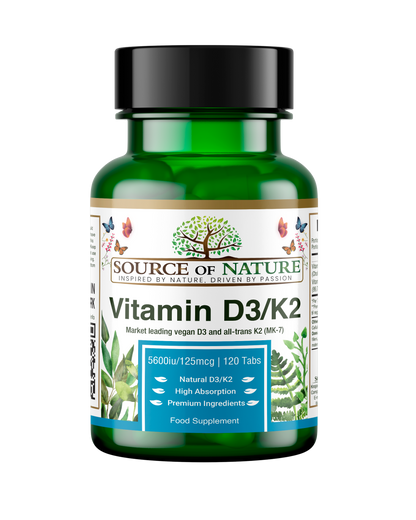 Vitamin D3 + K2 | 5500iu D3 + 125mcg K2 | 120 Tablets | 2-Year Supply