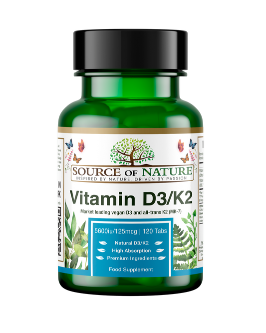 Vitamin D3 + K2 | 5500iu D3 + 125mcg K2 | 120 Tablets | 2-Year Supply