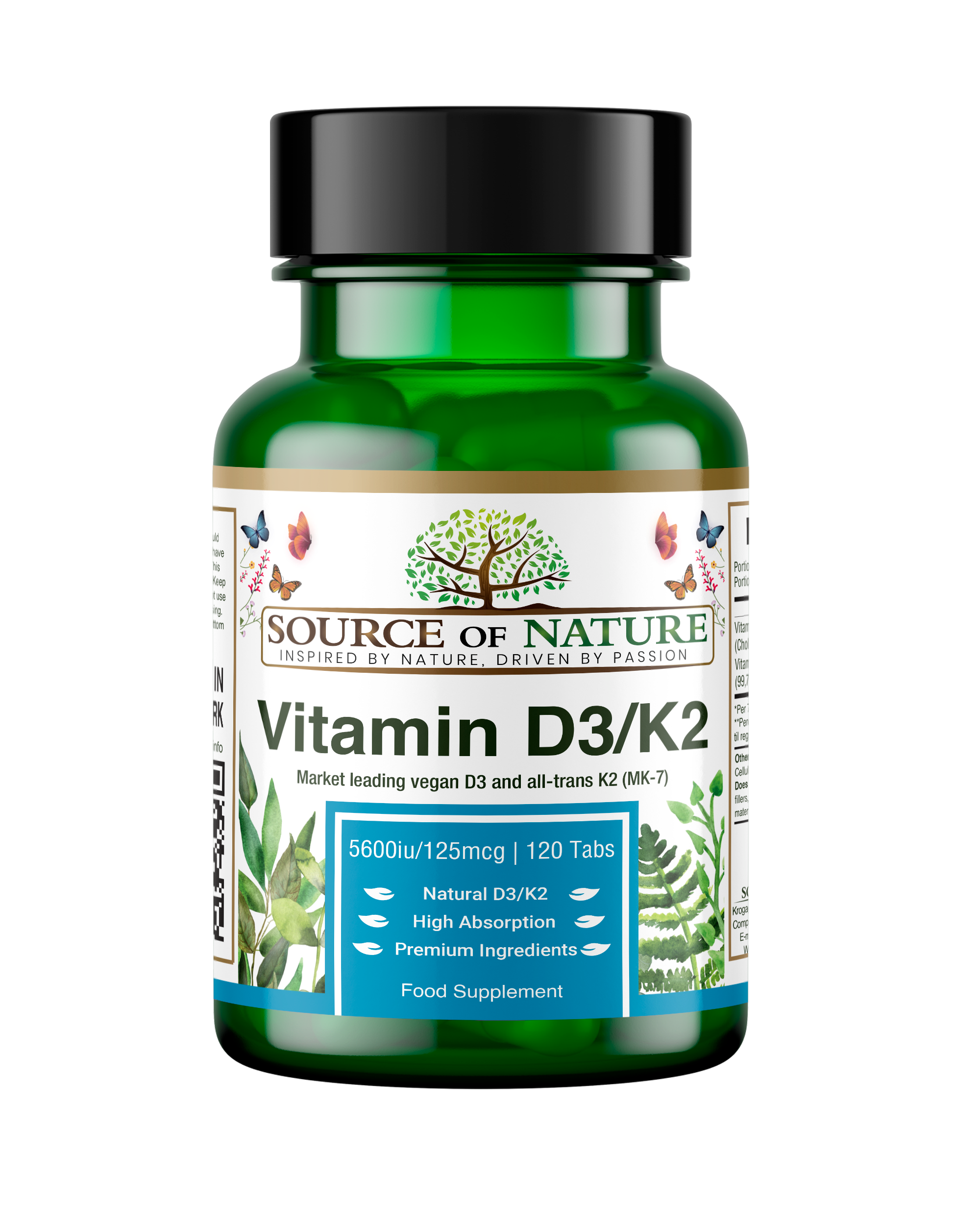 Vitamin D3 + K2 | 5500iu D3 + 125mcg K2 | 120 Tabletten | 2-Jahres-Vorrat