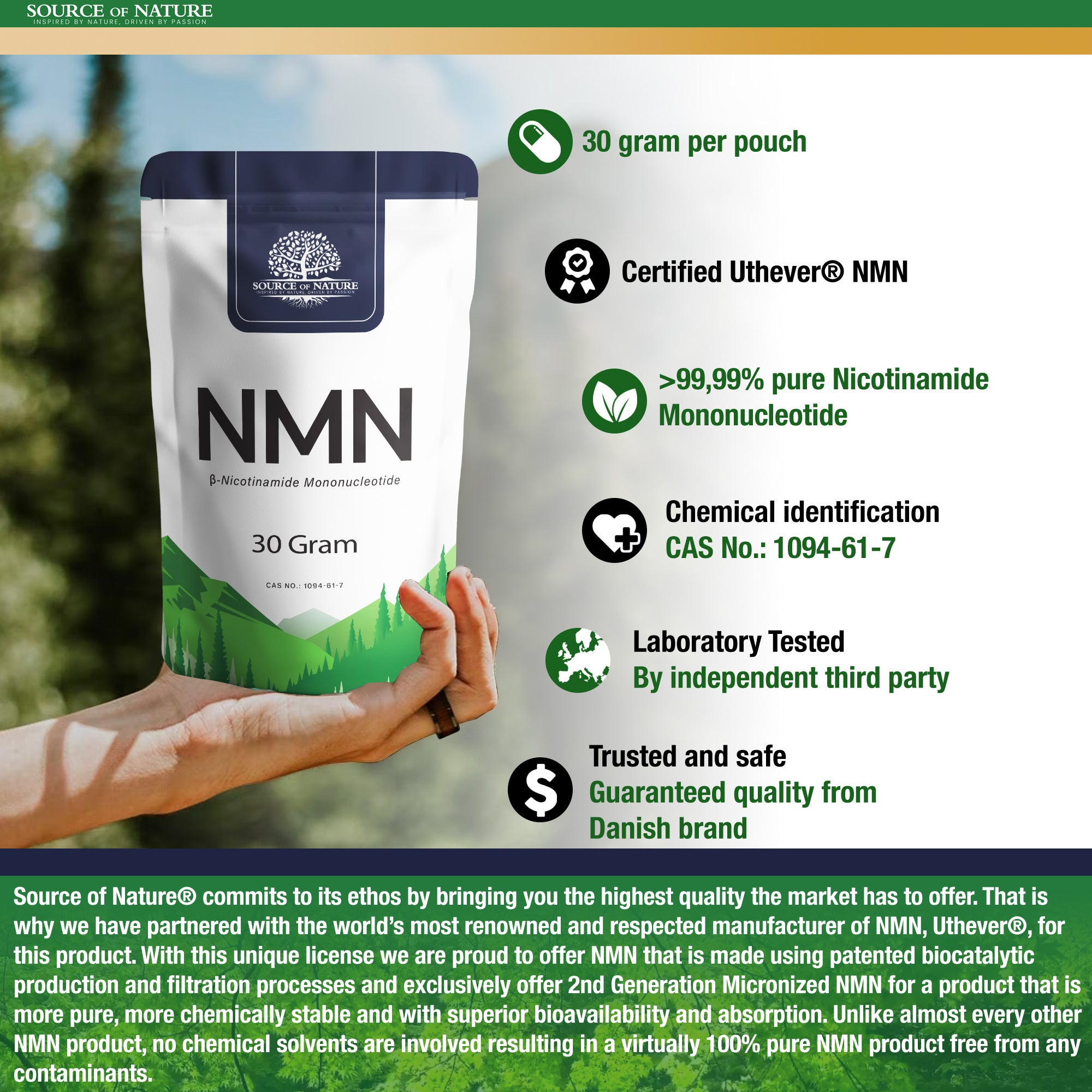 β-Nicotinamide-Mononucleotide 30 Gram (Uthever® 2. Gen NMN)