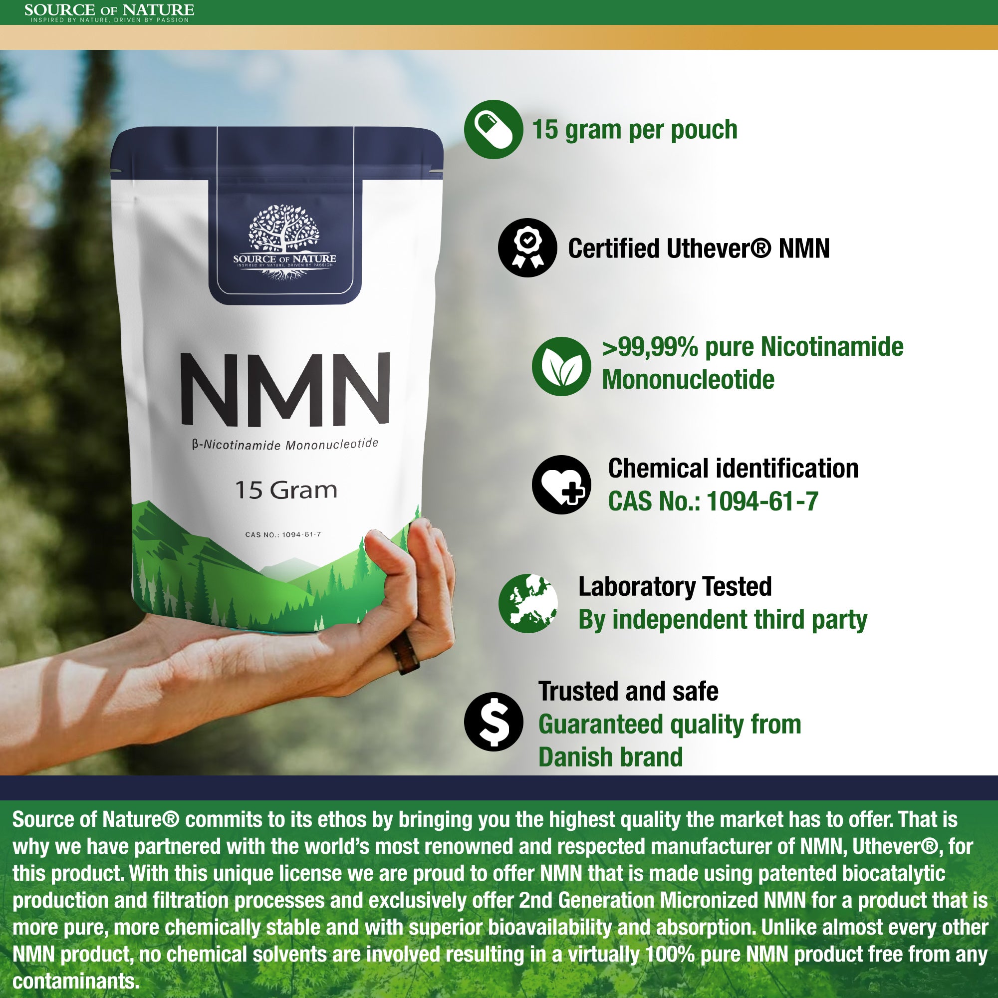 β-Nicotinamide-Mononucleotide 15 Gram (Uthever® 2. Gen NMN)