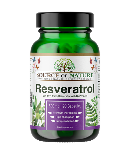 Resveratrol 500mg | 90 Capsules | 3-Month Supply - Source of Nature