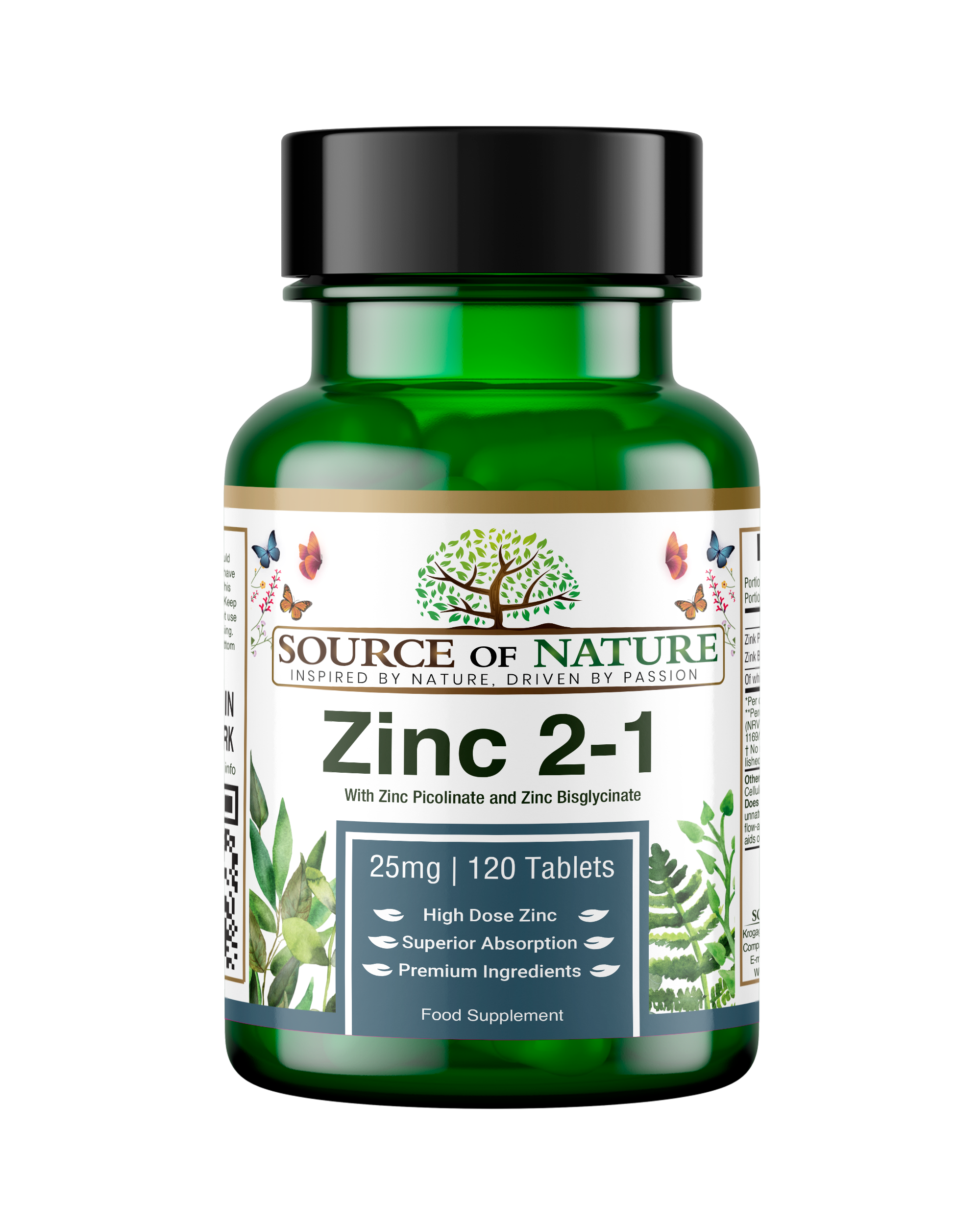 Zinco 2-in-1 25mg | 120 compresse | Fornitura per 4 mesi