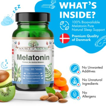 365 Premium Melatonin Tablets | 2 Year Supply | 0,5mg per dose (½ tablet) | High dose | No unwanted additives | 100% Vegan | Made in DK | 100% Vegan | 3rd Party Tested